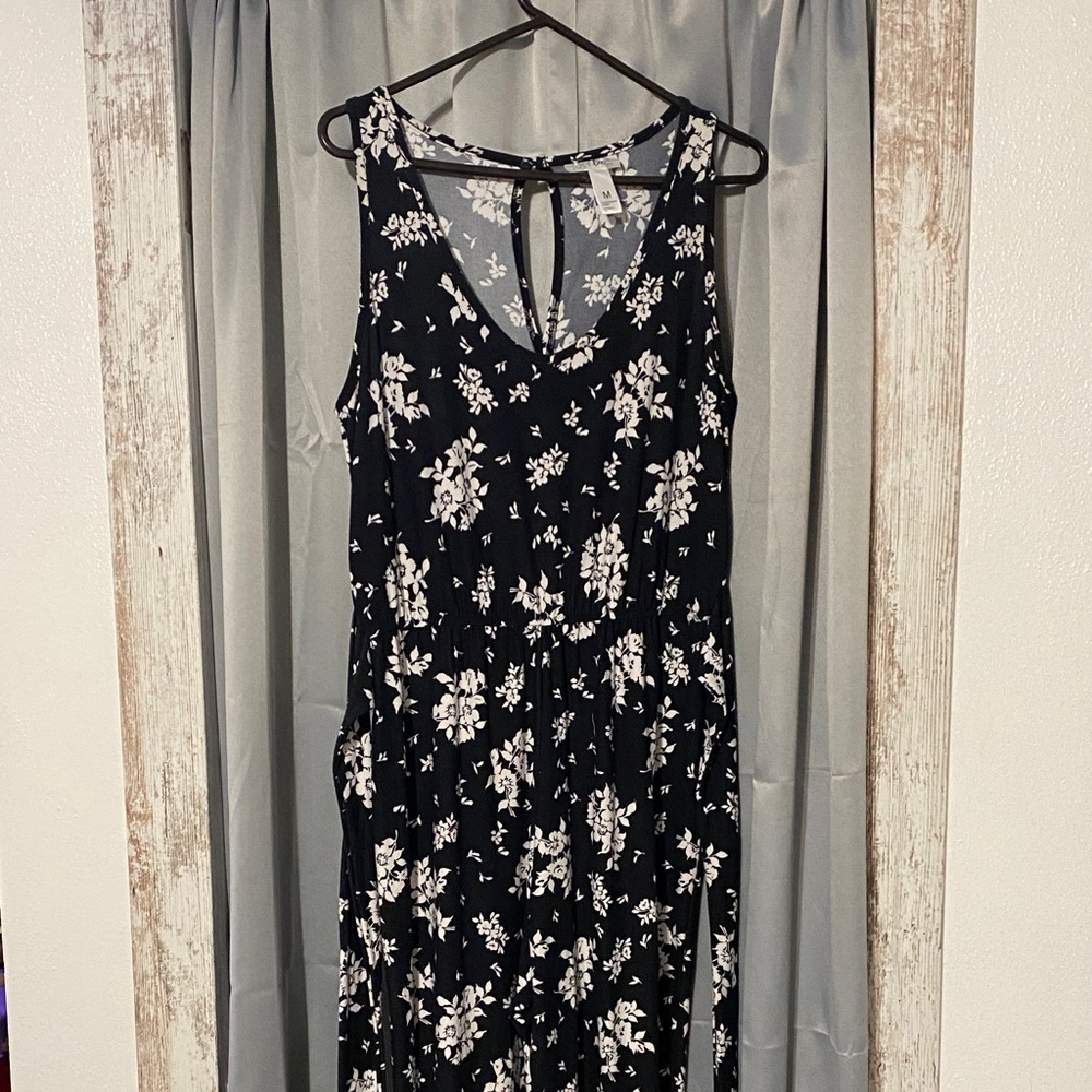 Just Be Black and White Floral Jumpsuit